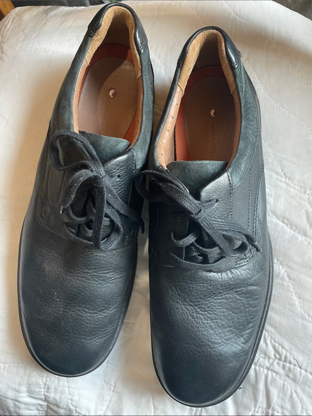 Clarks Unstructured Men's Black Oxfords. Good Condition. Size 12.